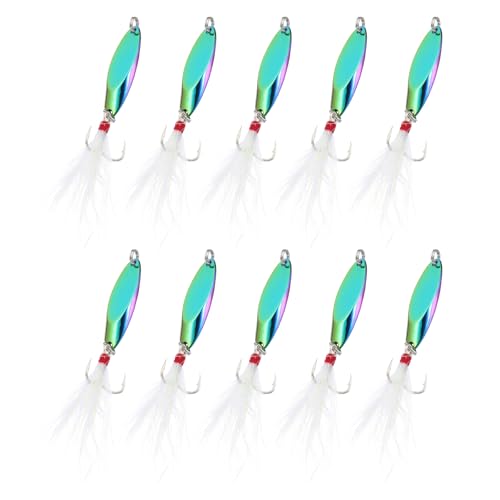 PATIKIL Fishing Spoons, Fishing Lures Casting Spoon Treble Hooks Jigs Hard Metal Spinner Baits - color: Multicolor, size: 1/5 oz