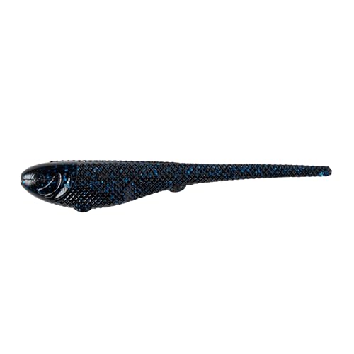 YUM Sniper Shad Soft Plastic – Realistic Minnow Bass Fishing Lure, Jig Head & Underspin Trailer, 3” 4” 5” Sizes, Multiple Colors - color: Black Blue, size: 3"