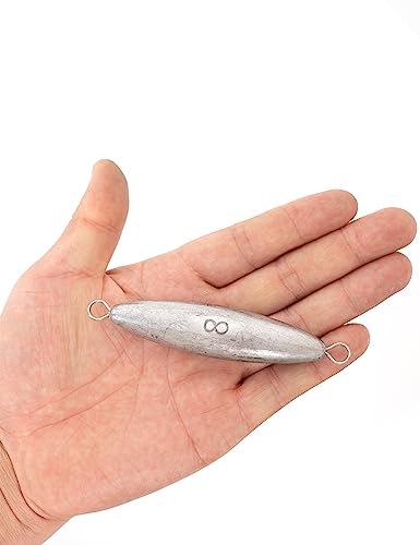 BLUEWING Torpedo Sinker Through Wire Fishing Weight Saltwater Bullet Lead Double Ringed 2oz-48oz - style: #05 8 Ounce, 3 Pack