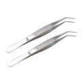 5 Inch Stainless Steel Tweezers with Curved Serrated Tip Multipurpose Forceps for Craft Repairing 2 Pack - size: 5 Inch
