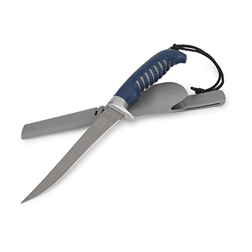 Buck Knives 223 Silver Creek Fixed Fillet Knife, 6-3/8" Titanium Coated Flexible Blade, Anti-Slip Rubber Grip, Portable Fishing Knife for Saltwater & Freshwater, Fishing Gear, 5 oz - size: 6"