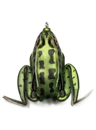 Lunkerhunt - Lunker Frog Fishing Lure | Award Winning Realistic Topwater Frog Lure for Fishing Bass, Trout and Pike | Freshwater Fish Bait with Hollow Body, Weedless Hooks for Freshwater Saltwater - color: Green Tea