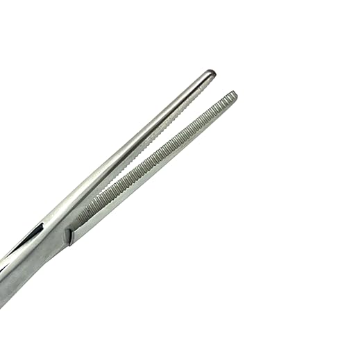 German Vinyl Grip Locking Straight & Curved Hemostat -Hemostat Forceps- Stainless Steel Locking Tweezer Clamps - Ideal Hemostats for Nurses, Fishing Forceps, Crafts and Hobby (Green STR+CVD 6.25")