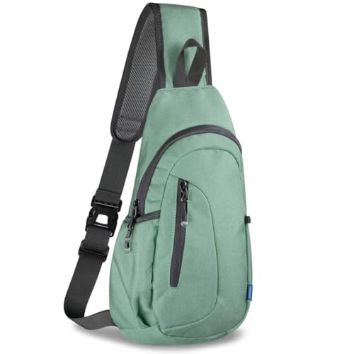TITECOUGO Small Sling Bag, Lightweight Crossbody Backpack for Men Women, Shoulder Bag for Sports and Outdoor - color: Z1-canvas, Aqua Geen