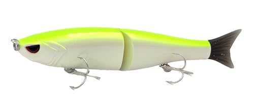 Glide Baits Jointed Swimbait Lifelike Fishing Lures for Bass Trout Pike Salmon Bluegill - color: Fluorescent White, size: 7in/2.2oz/Floating