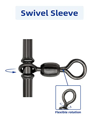 BLUEWING 3-Way Fishing Swivels 73,84,88,309 lbs T-Turn Swivel Sleeve with Rolling Barrel for Rigs for Freshwater and Saltwater - size: XS (73lbs) 50pcs