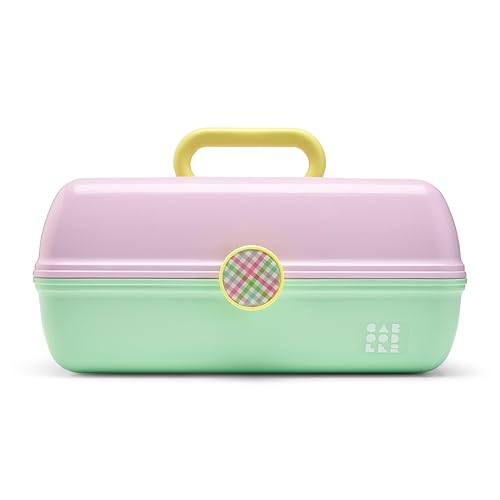 Caboodles On-The-Go Girl Makeup Box, Two-Tone Lavender and Light Green, Hard Plastic Makeup Organizer Box, Built-In Mirror, Secure Latch for Safe Travel, Spacious Storage for Large Items - color: Lavender and Light Green