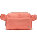 Pander Everywhere Belt Bag for Women, 5 Zipper Pockets Nylon Crossbody Fanny Pack Purse (Dark Salmon). - color: Dark Salmon