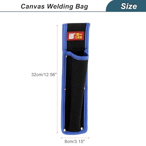 HARFINGTON 2pcs Welding Rod Pouch 12.26" x 3.15" x 9.45" Canvas Welding Rod Bag Leather Electrode Holder with Waist Belt Rivet Reinforcement for Storage Welding Tools, Black Blue - size: 12.26" x 3.15" x 9.45"