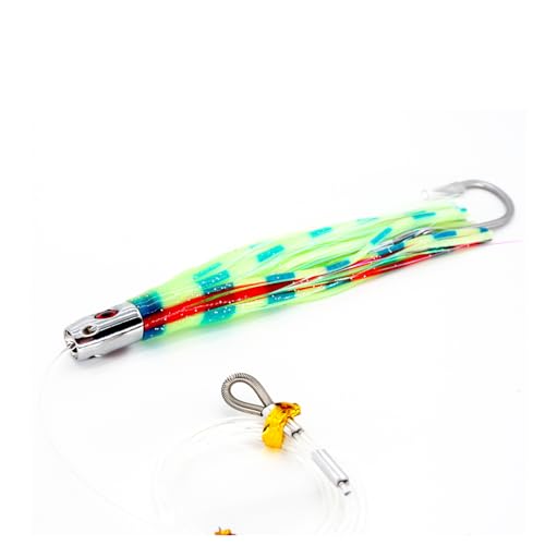 Trolling Tuna Lures Fishing Saltwater Lures Set of 6 Colors 6.5 Inch with Fully Rigged Teasers Squid,Bullet Head Offshore Jet Head Metal for Dolphin Wahoo