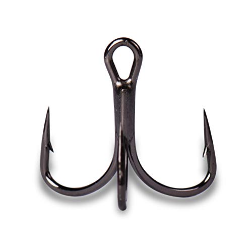 Mustad KVD Elite Triple Grip Treble 2X Short 1X Strong - color: Black Nickel, size: Size 8 (Pack of 6)