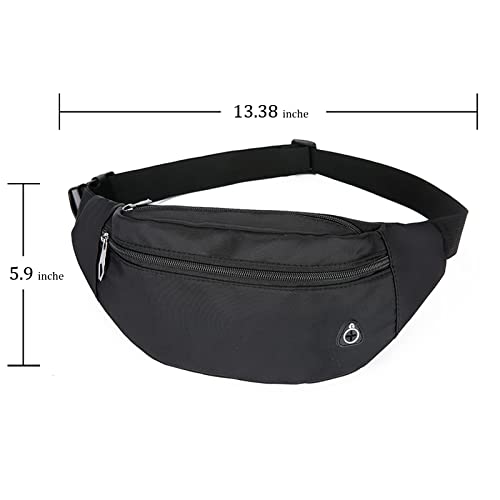 Crossbody Fanny Pack for Men&Women,Large Waist Bag & Hip Bum Bag with Adjustable Strap for Outdoors Workout Traveling Casual Running Hiking Cycling - color: Glossy black
