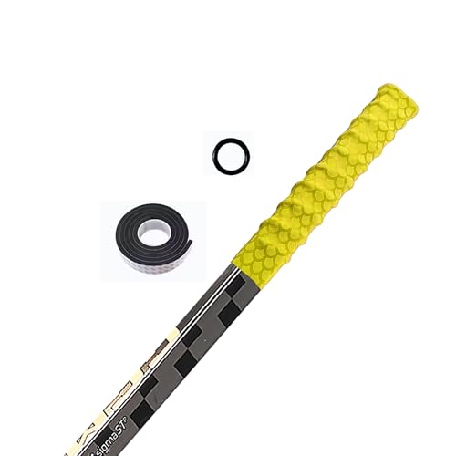 UICE Hockey Sticks Grip,Replacement for Ice Hockey Sticks Tape, Fits Adult and Kids,Easy Install, Durable, Ideal Team Swag, Clean Non-tack,Fish Scale Pattern - color: yellow