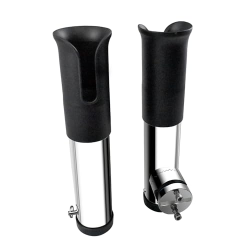 Made 2Pcs Stainless Clamp on Fishing Rod Holder, 316 Stainless Tournament Style Clamp on Fishing Rod Holder, Portable Fishing Pod Rack (Black) - color: Black