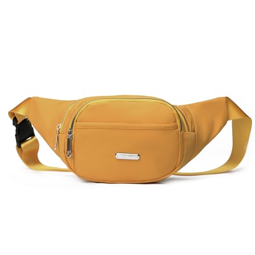 Crossbody Fanny Pack for Men&Women,Large Waist Bag & Hip Bum Bag with Adjustable Strap for Outdoors Workout Traveling Casual Running Hiking Cycling - color: Open Yellow
