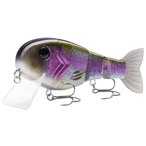BASSROCK Topwater Fishing Lures for Bass Pike Salmon Floating Swimbait Jointed Crankbait Freshwater Saltwater 4.9in/1.76oz RK1001 - color: Pink Back, size: 4.9in/1.76oz