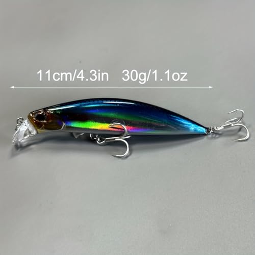 3pcs 11cm 30g Minnow Fishing Lure Kit Isca Carkbait Wobblers Swimbait Fishing Tackle Sinking Artificial Jerbaits Wobbler for Pike Bass Trout Fishing Tackle - color: AH1131B-4.3'' 1.1oz