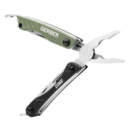 Gerber Gear Dime 12-in-1 Mini EDC Multitool - Needle Nose Pliers, Pocket Knife, Keychain, Bottle Opener - EDC Gear and Equipment - Green - color: Green, size: Single