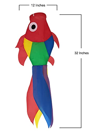 Madrona Brands Small Tropical Fish Windsock | Durable Outdoor Hanging Decoration | Dock, Boat, Yard, Patio and More | 32 Inches