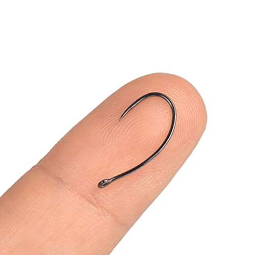 100Pcs Barbless Curved Nymph Caddis Fly Hooks, 10#16#, High Carbon Steel, Flat Point, Perfect for Bass, Trout, Salmon & More - size: 16#-100pcs
