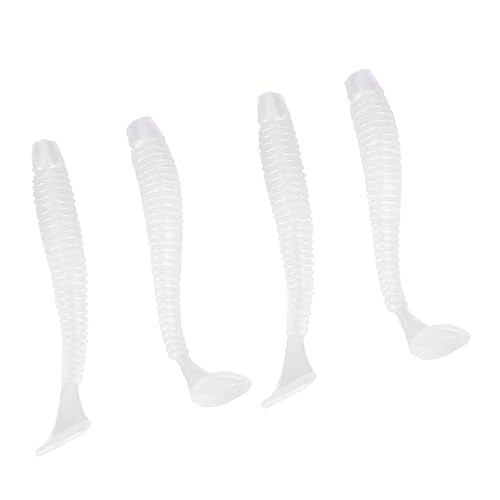 Akozon 50PCS Soft Plastic 5cm Fishing Lures, Ttail Grub Worm Bait, Fish Tackle Accessory in Vibrant Orange Color, Ideal for Fishing Enthusiasts - Pack of 50 - color: White