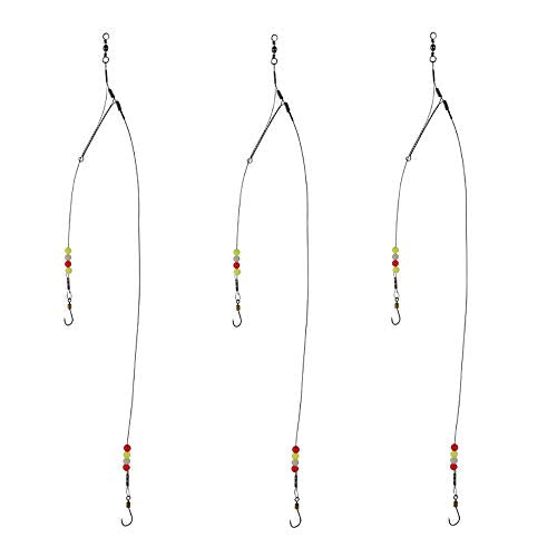 Dyxssm Fishing Hooks with Leader Rigging, Fishing Hook Line Stainless Steel Fishing Rigs Wire and Rig Hooks - size: 4#, style: Style-a: 2 Hooks Rig