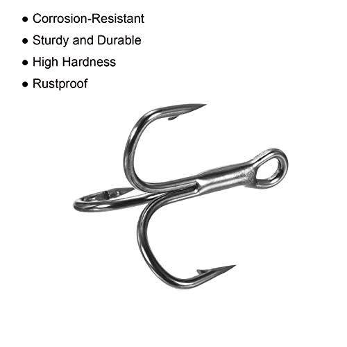 PATIKIL Treble Fish Hooks, Carbon Steel Sharp Round Bend Hook Triple Barbed Hook for Freshwater Saltwater - color: Black, size: 14mm/0.55"
