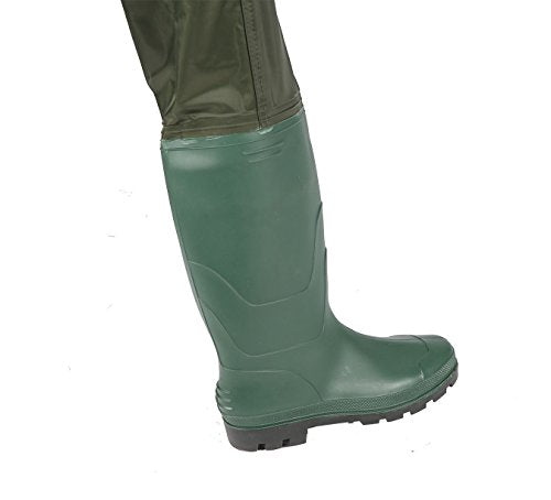 Bootfoot Fishing Chest Waders for Men Women with Boots 2-Ply Nylon/PVC Waterproof Hunting Waders with Boots Hanger - color: Green, size: 8