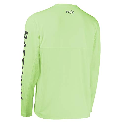 BASSDASH Fishing T Shirts for Men UV Sun Protection UPF 50+ Long Sleeve Tee T-Shirt - color: Apple Green/Dark Grey Logo, size: Small