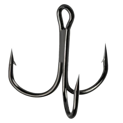 Persei 100pcs Fishing Hook Treble Hooks High Carbon Treble Hooks Super Sharp Solid Size 2 4 6 8 10 12 Triple Barbed Steel Fish Hook - color: Black, size: 6#-100pcs