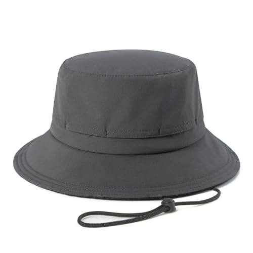 FEINION Men Women Breathable Sun Cap Portable Outdoor Bucket Hat - color: Dark Grey