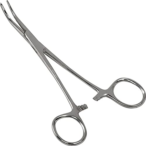 Precision Kelly Hemostat Forceps Locking Tweezers Clamp, Silver, 5.5 Inches, Curved Stainless Steel - size: 5.5", style: Curved