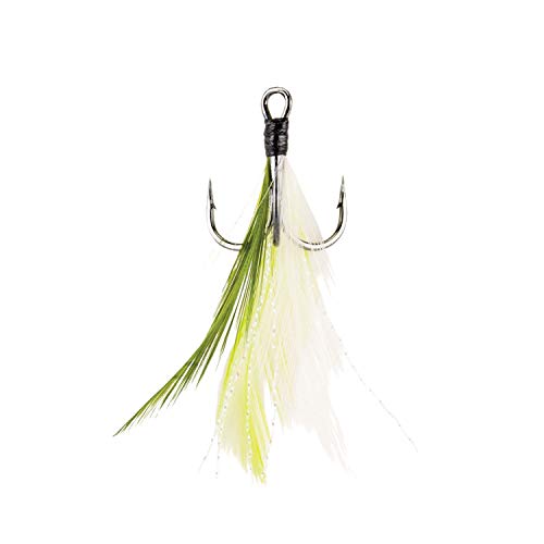 Berkley Fusion19 Wide Gap Live Bait Hooks, Size 4 Fishing Hooks, Needle Point with SlickSet Coating for Easy Penetration, Forged for Added Strength - color: White Chartreuse, size: 2, style: Feathered Treble