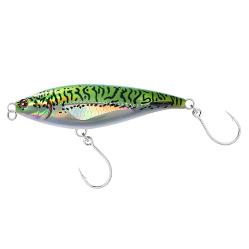 Alwonder High Speed Trolling Lures Saltwater Fishing Lures 6"/3oz Sinking Twitch Bait 7/0 Hook Deep Diving Jerkbait Fishing Plug Offshore Lure for Tuna Striper Mackerel - color: Green Mackere