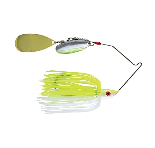 Luck E Strike Hydra-Vibe Spinner Bait with Custom Blades - color: Chartreuse/White, size: 3/4 OZ