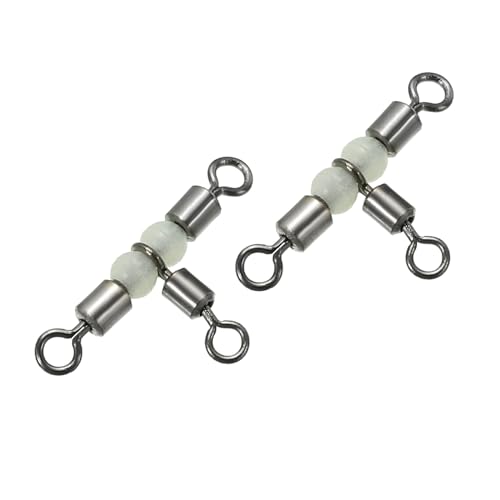 PATIKIL 3 Way Swivel Cross Line T Turn Rolling Tackle with Luminous Beads for Catfish Surf Rig - size: 0.9x0.5 Inch