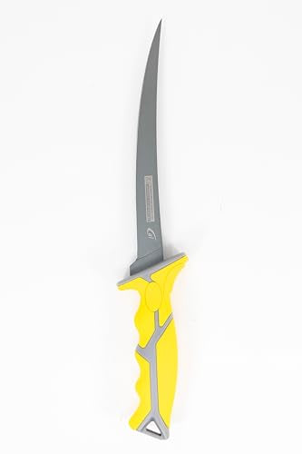 Gambler 9" Flex Fillet Knife Yellow Karl Fishing Knives, Bait Knife, Premium Swedish Stainless Steel Blade, Non-Stick Teflon Coating for Smooth, Precise Cuts, Freshwater/Saltwater - size: 9" Flex
