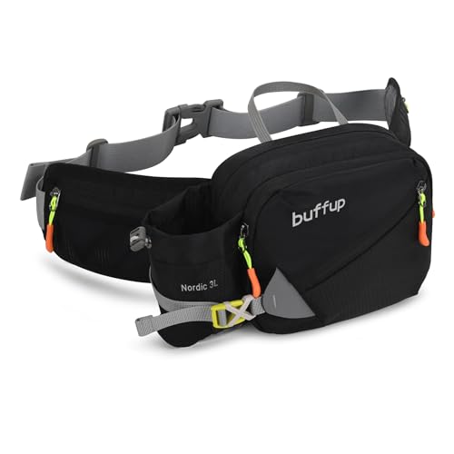Lightweight Sports Fanny Pack with Bottle Holder,Waist Pack for Hiking,Running,Cycling & Outdoor Adventures (Black) - color: Black
