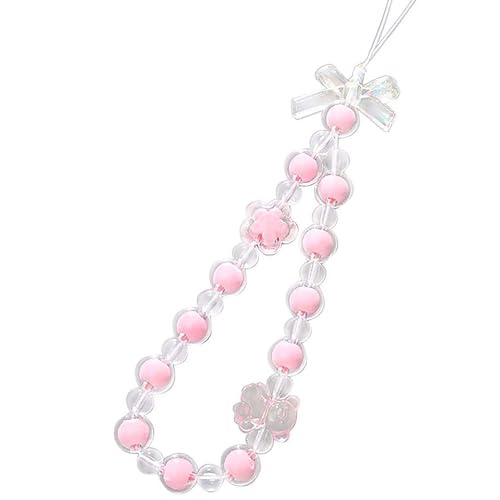 Beaded Phone Lanyard Wrist Strap Phone Charms Fixed Beads Pearl Chain - color: PC-tm-3
