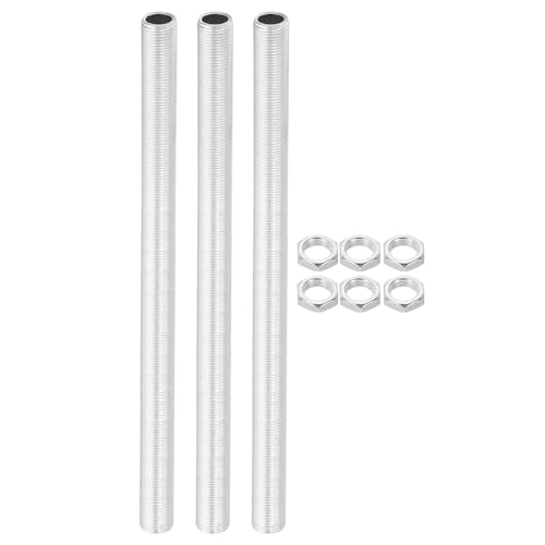PATIKIL M12 Thread 230mm/9.1" Lamp Pipe Kit with Lock Nuts, 3 Set All Thread Rods Fasteners Hardware for Chandelier Ceiling Light DIY, Zinc Plating - size: 9.1"