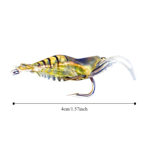 Shrimp Fishing Lures with Hooks – 4cm Pre-Rigged Jigs Artificial Prawn Fishing Bait for Bass Trout Salmon, Saltwater Freshwater Fishing Tackle Set