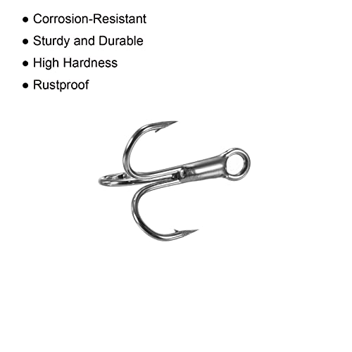 PATIKIL Treble Fish Hooks, Carbon Steel Sharp Round Bend Hook Triple Barbed Hook for Freshwater Saltwater - color: Black, size: 11mm/0.43"