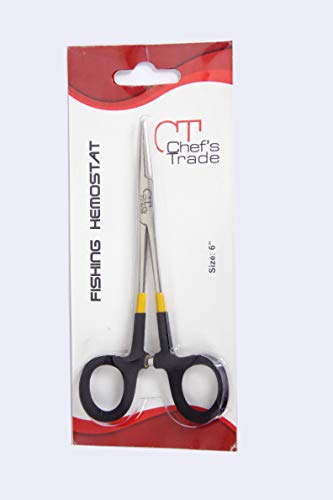 CHEF'S TRADE Fishing Hemostat Pliers Forceps Locking Clamps Stainless Steel with Grip