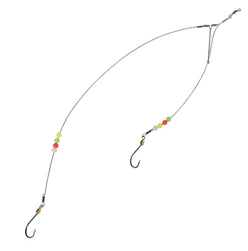 Dyxssm Fishing Hooks with Leader Rigging, Fishing Hook Line Stainless Steel Fishing Rigs Wire and Rig Hooks - size: 8#, style: Style-a: 2 Hooks Rig