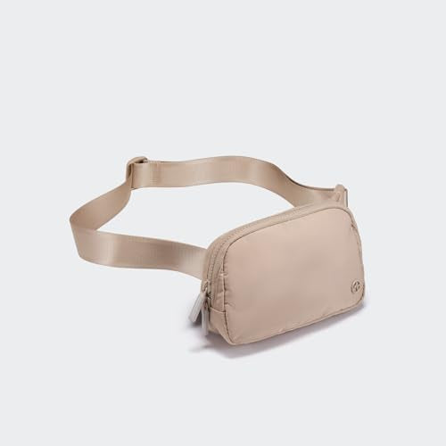 Pander Two Way Zipper Fanny Pack Nylon Everywhere Belt Bag for Women, Water Repellent Waist Packs, Crossbody Bags with Adjustable Strap (Raw Linen). - color: Raw Linen Beige