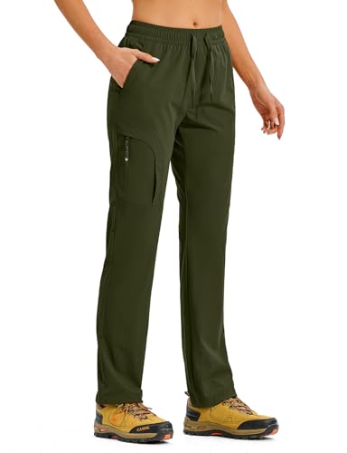 TBMPOY Women's Hiking Pants Water Resistant Lightweight Quick Dry Cargo Travel Fishing Work Camping Pant with 4 Pockets Army Green XXXL