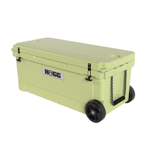 Hogg Rotomolded Coolers, Ice Chest with Wheels, Wheeled Cooler, Rotomolded Ice Chest, Dry Storage, Fishing and Camping Items, Birthday Gifts for Men - color: Willow Haze, size: 110qt