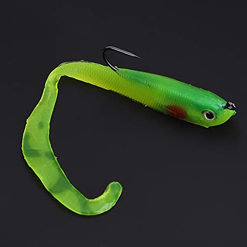 Soft Fishing Lures, 5Pcs Artificial Soft Baits Jig Head Soft Swimbaits with Hook for Saltwater/Freshwater Fishing - color: SO050-1
