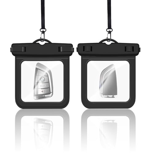 2 Pack Submersible Waterproof Wallet Dry Car Key Fob Case Bag,Swimming Surfing Water Sports Small Waterproof Pouch Holder for Door Ship Card Credit ID Card Driver Fishing License Cash Coins-Black - color: Black-2PCS