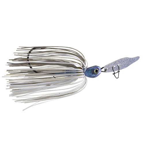 Strike King Thunder Cricket Fishing Lure, Vibrating Swim Jig, Silver Blade, 4/0 Jungle-Style Flipping Hook - color: 45 - Blue Glimmer with Black Flake, size: 3/8 oz